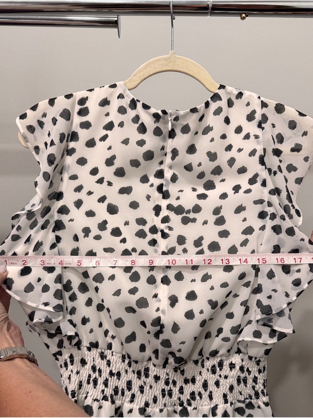 Hutch Anthropologie Black & White Spotted Ruffle Sleeve Dress Size Small - Picture 6 of 7